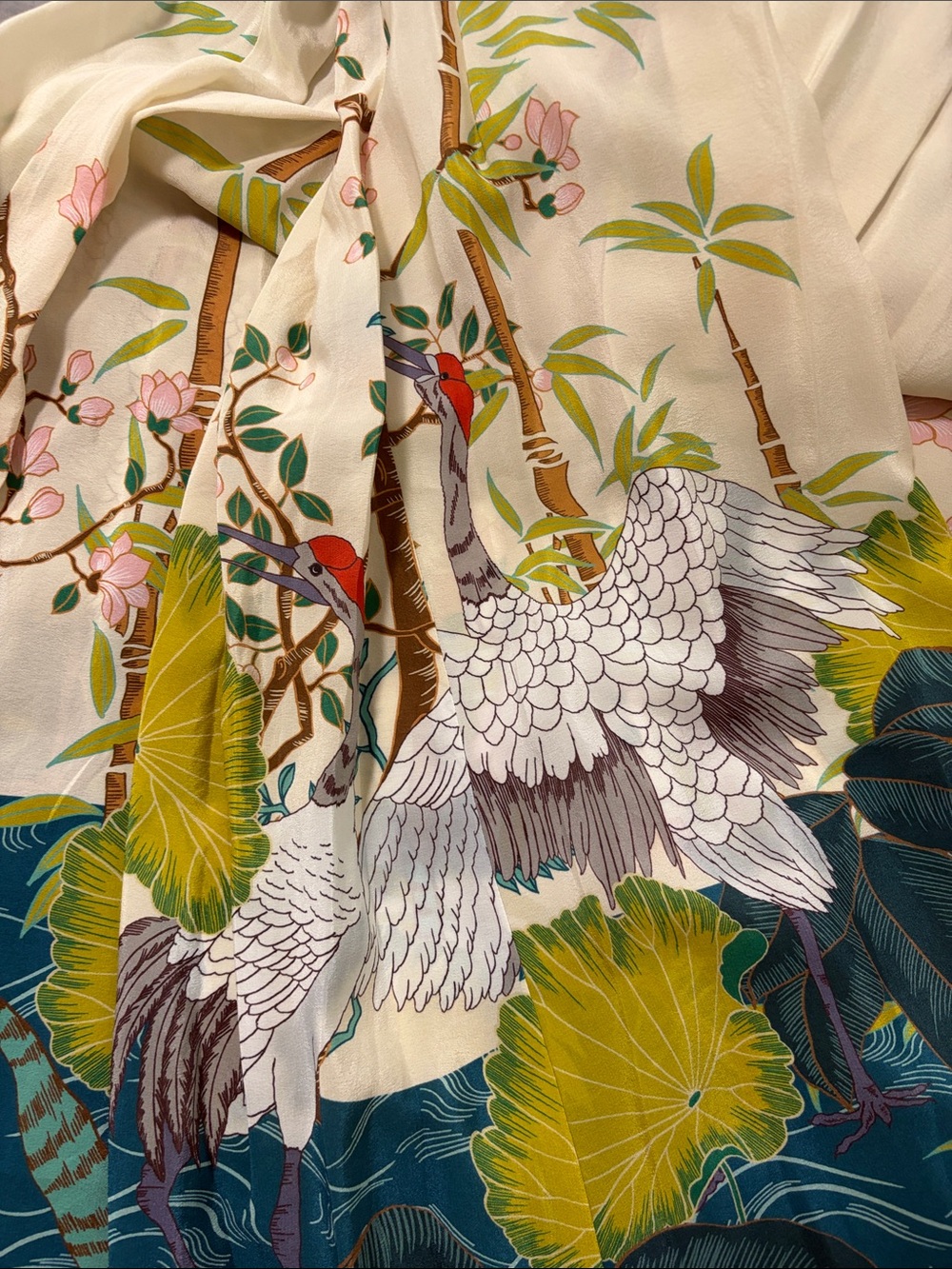Johnny Was Pribasa Arya Pant (lined) Crane and bamboo garden print - Picture 7 of 13